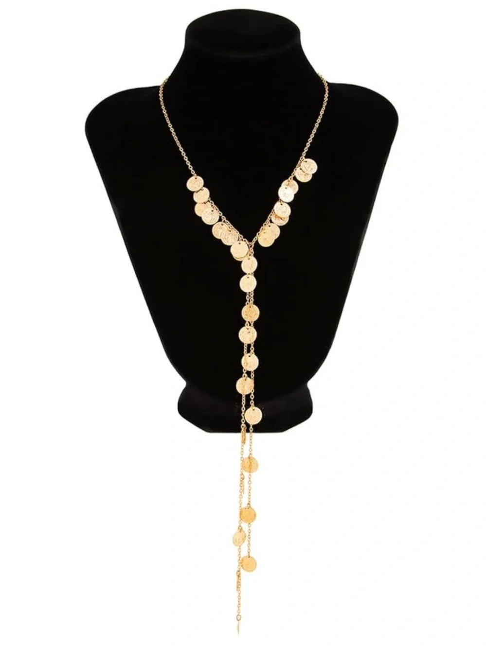 Celestial Gold Coin Lariat Necklace